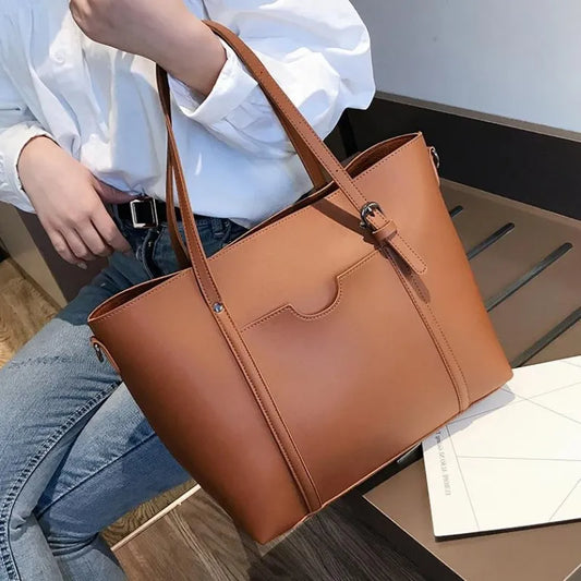 Large Pu Leather Vintage Style Tote Bag