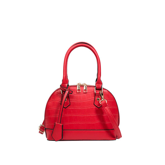 Red Stone Texture Shell Bag, Versatile Retro Shoulder Bag