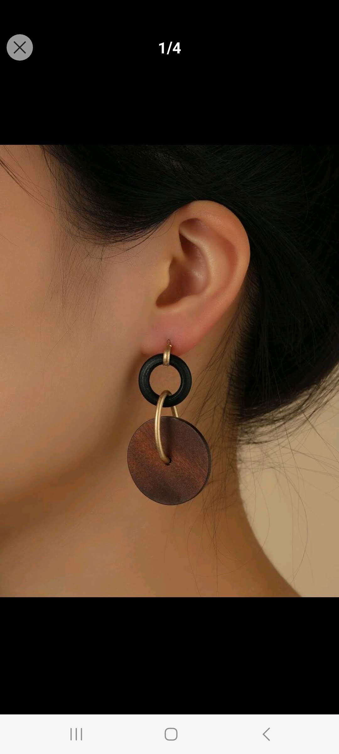 Wooden Round Drop Earrings