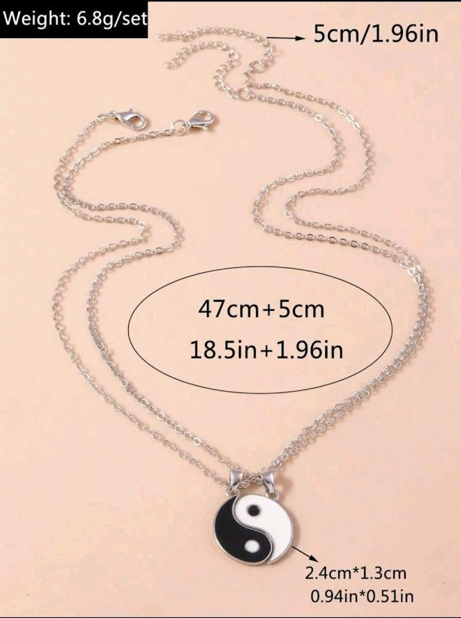 2 pcs/set Couple Tai Chi Ying Yang necklace